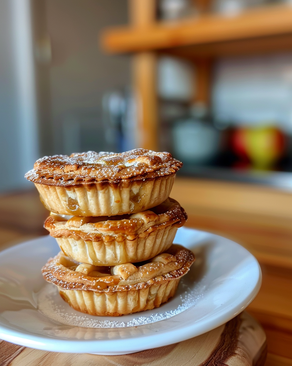 Ingredients laid out for making mini apple pies, including fresh apples and spices