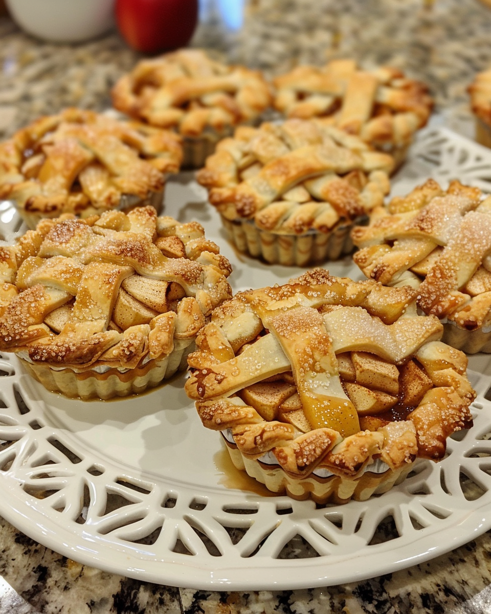 Fresh apples, spices, and pie crust ingredients laid out for making delicious mini apple pies.