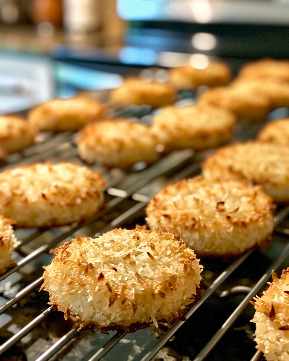 A freshly baked panko cookie, golden brown and perfectly crisp.